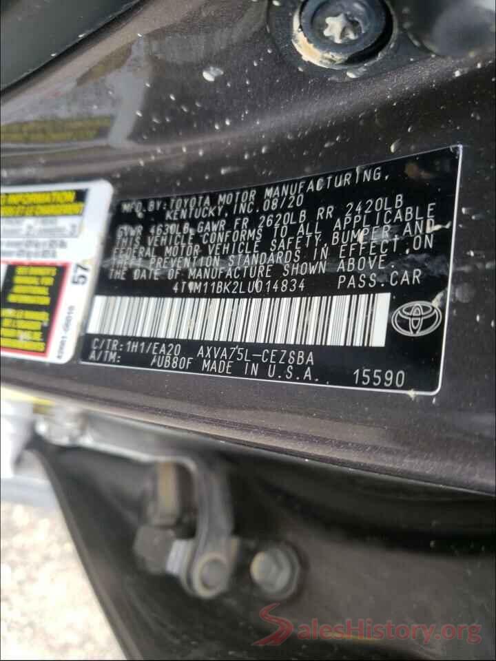 4T1M11BK2LU014834 2020 TOYOTA CAMRY