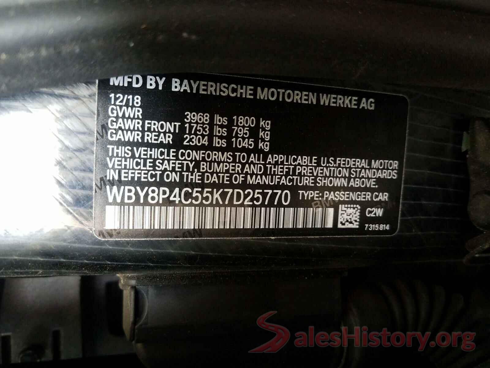 WBY8P4C55K7D25770 2019 BMW I SERIES