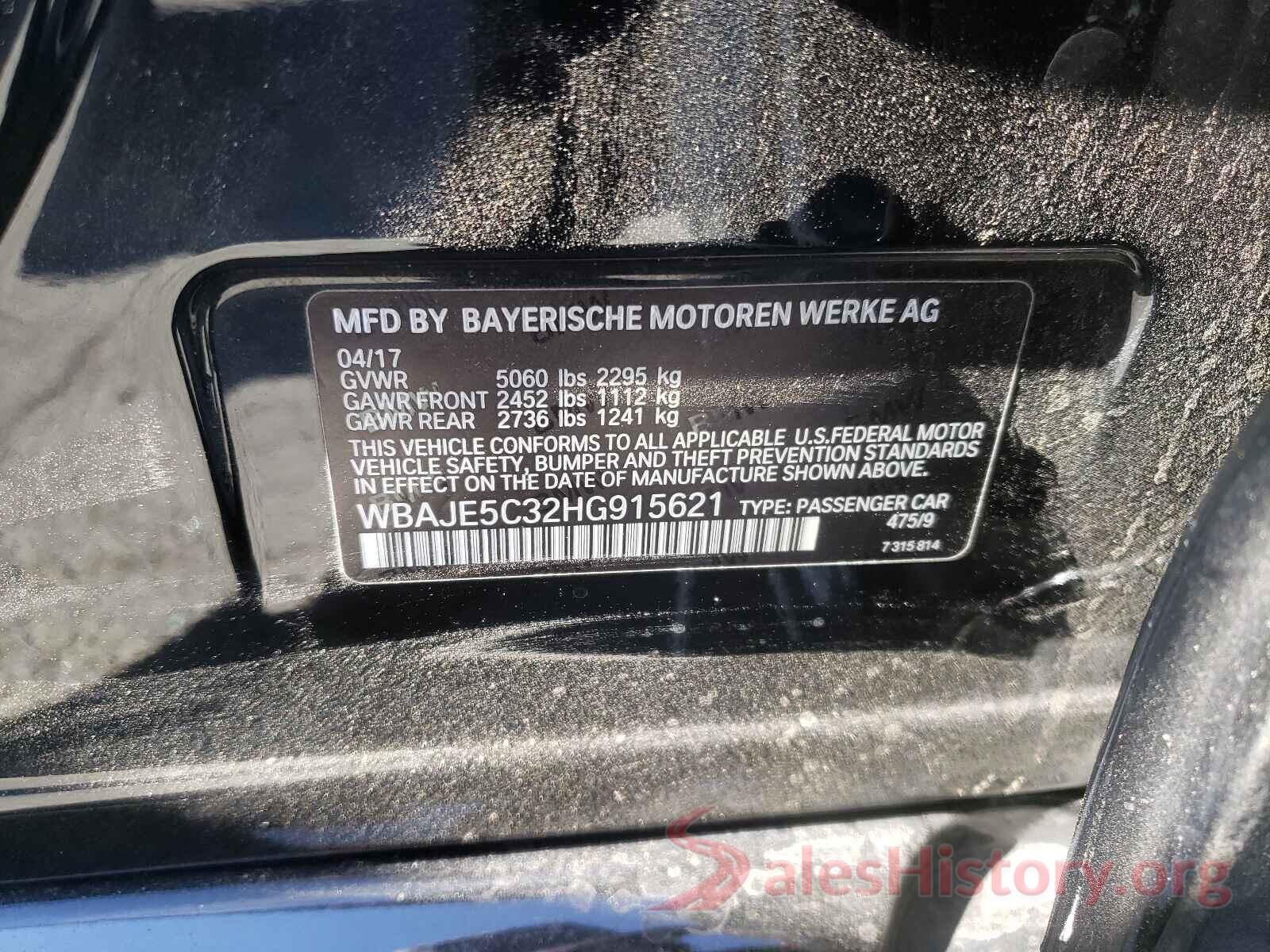 WBAJE5C32HG915621 2017 BMW 5 SERIES