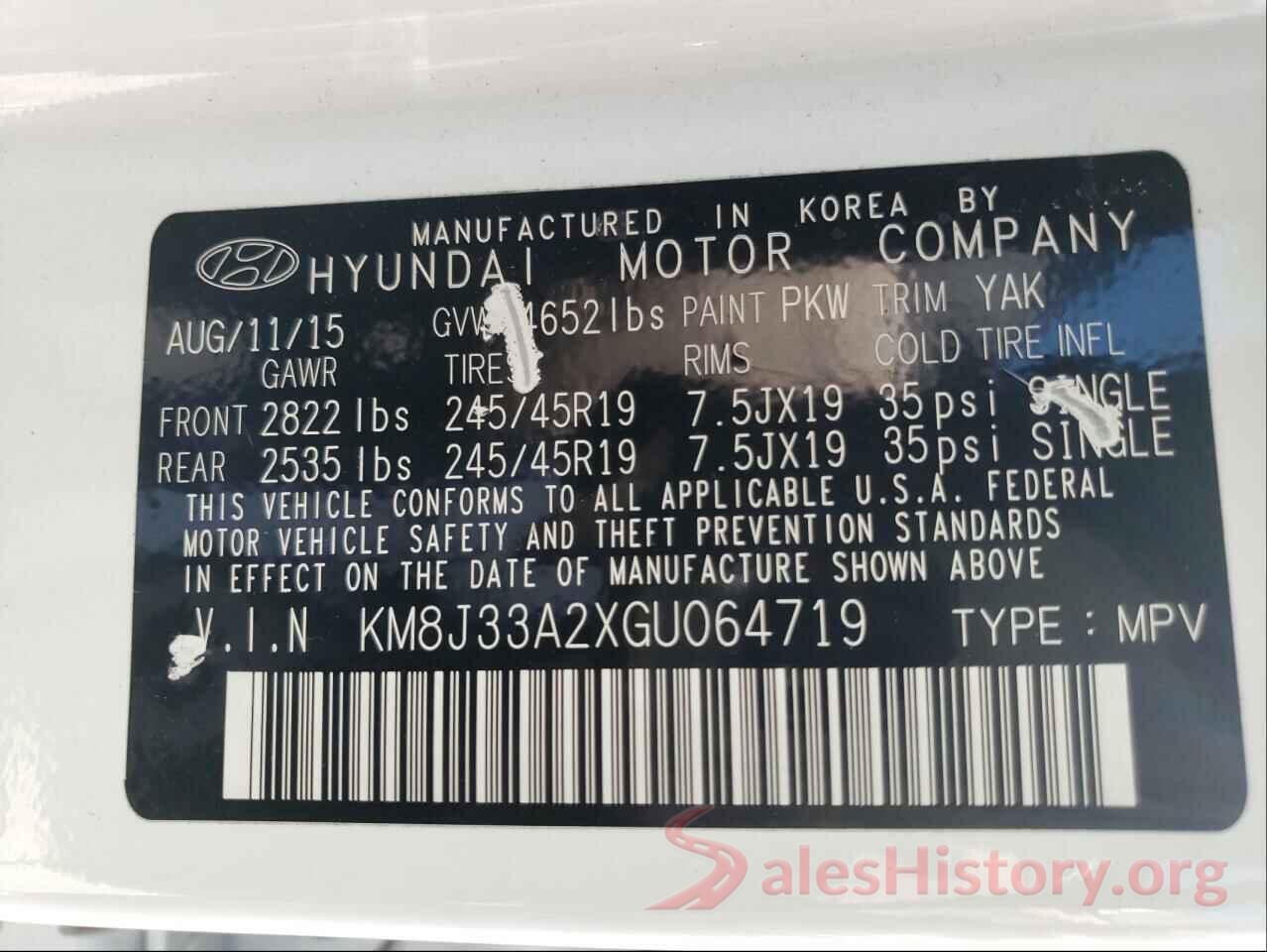 KM8J33A2XGU064719 2016 HYUNDAI TUCSON