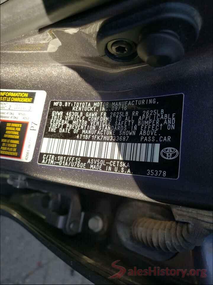 4T1BF1FK7HU333687 2017 TOYOTA CAMRY