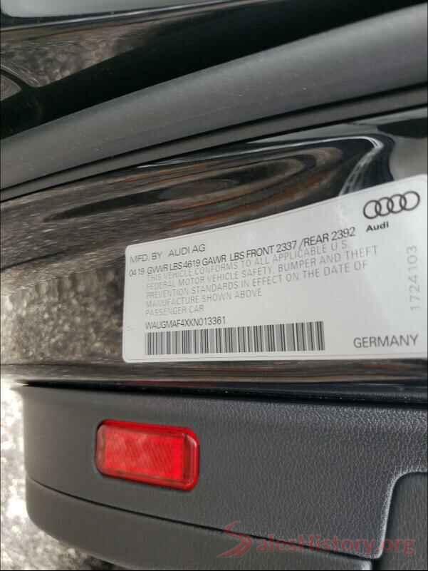 WAUGMAF4XKN013361 2019 AUDI A4