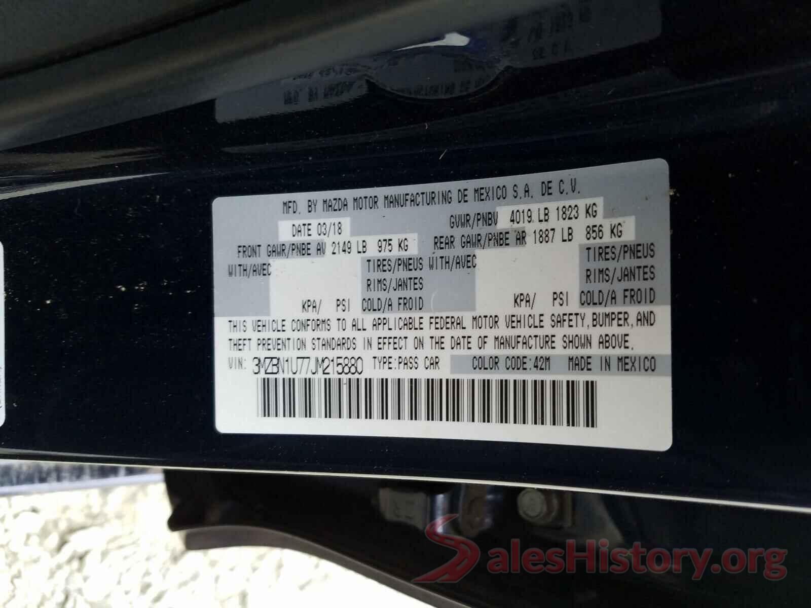 3MZBN1U77JM215880 2018 MAZDA 3