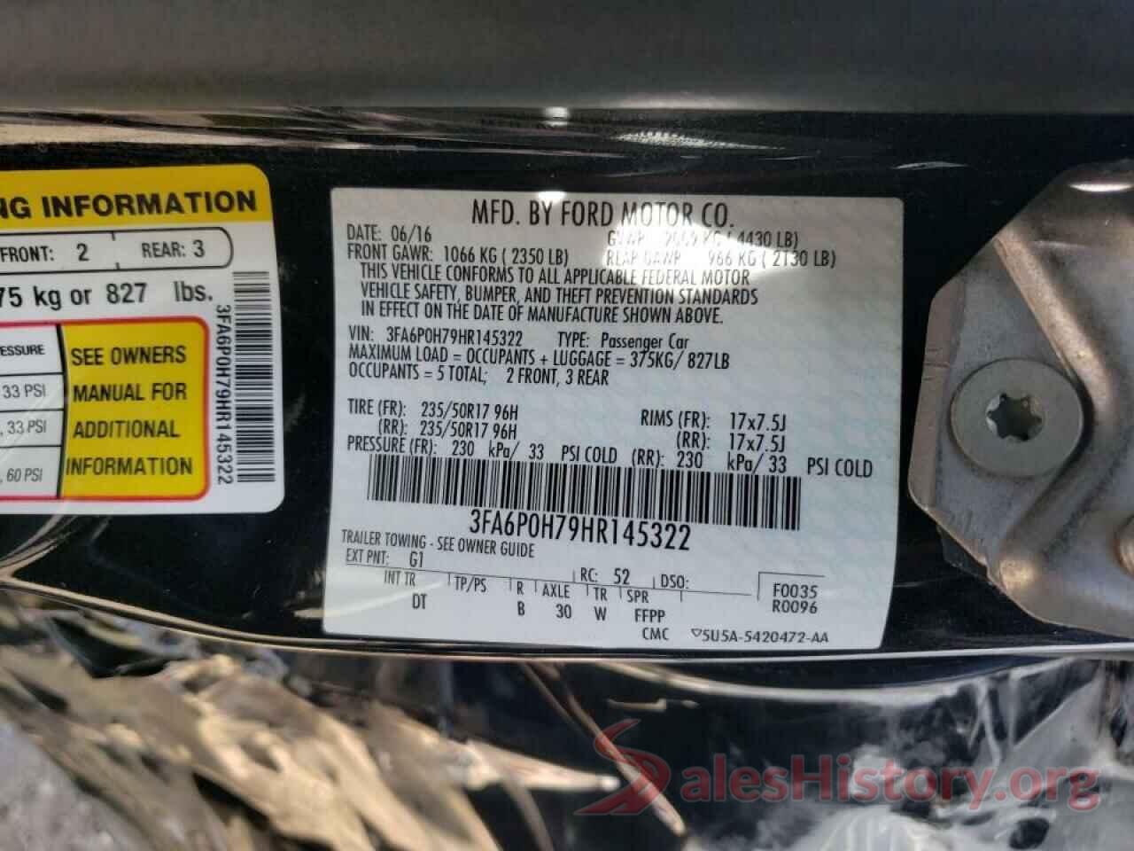 3FA6P0H79HR145322 2017 FORD FUSION