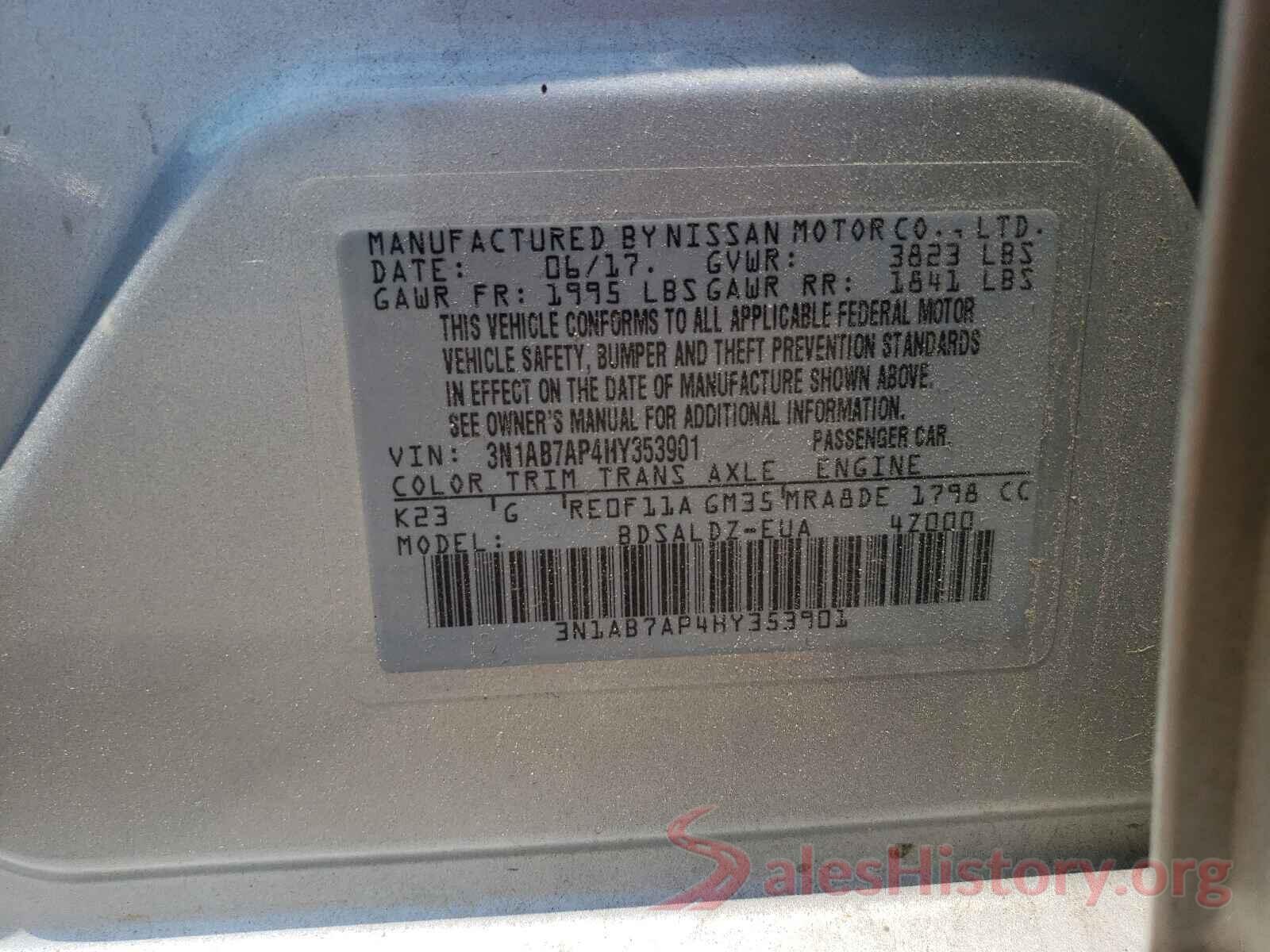 3N1AB7AP4HY353901 2017 NISSAN SENTRA