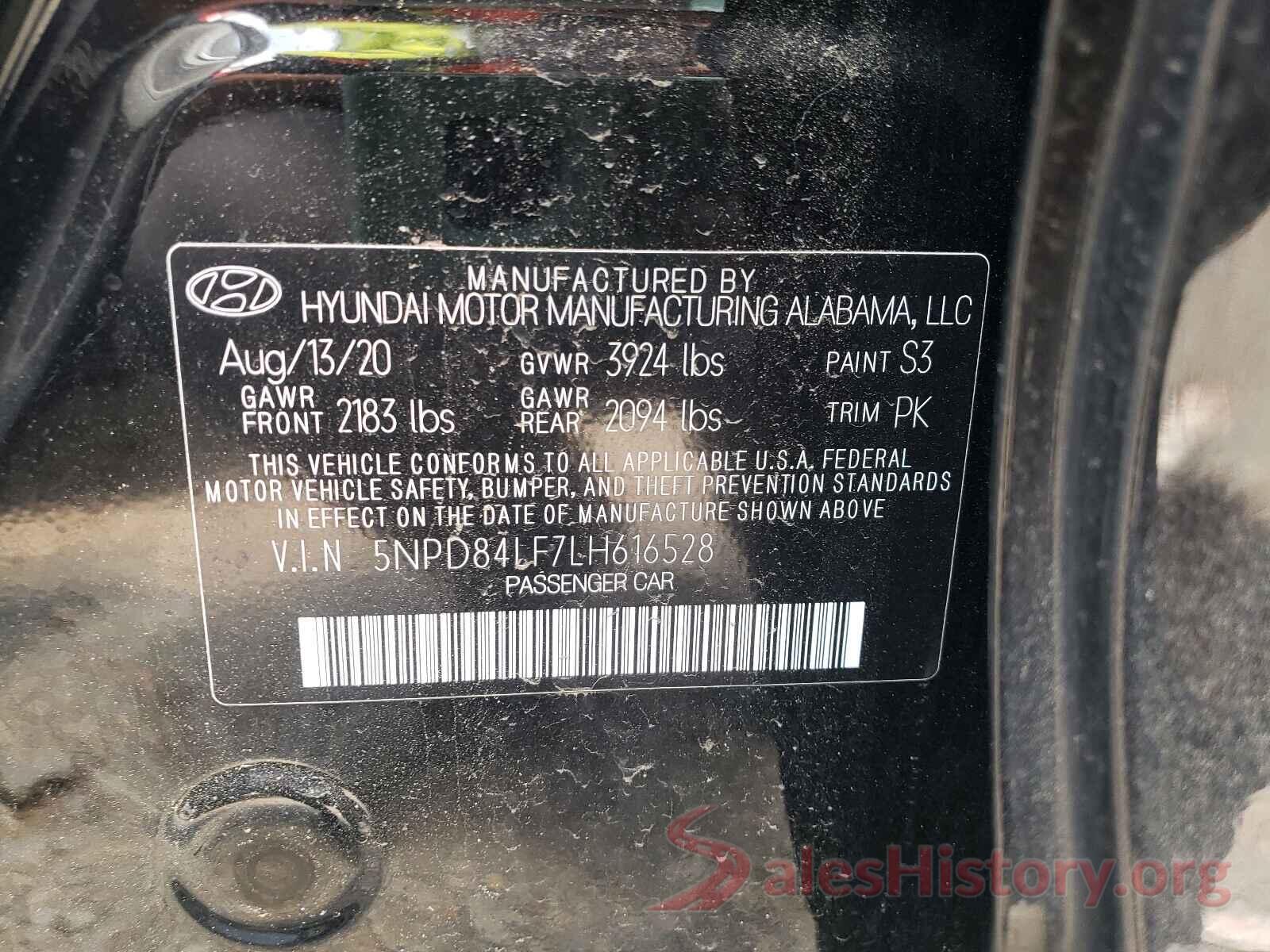 5NPD84LF7LH616528 2020 HYUNDAI ELANTRA