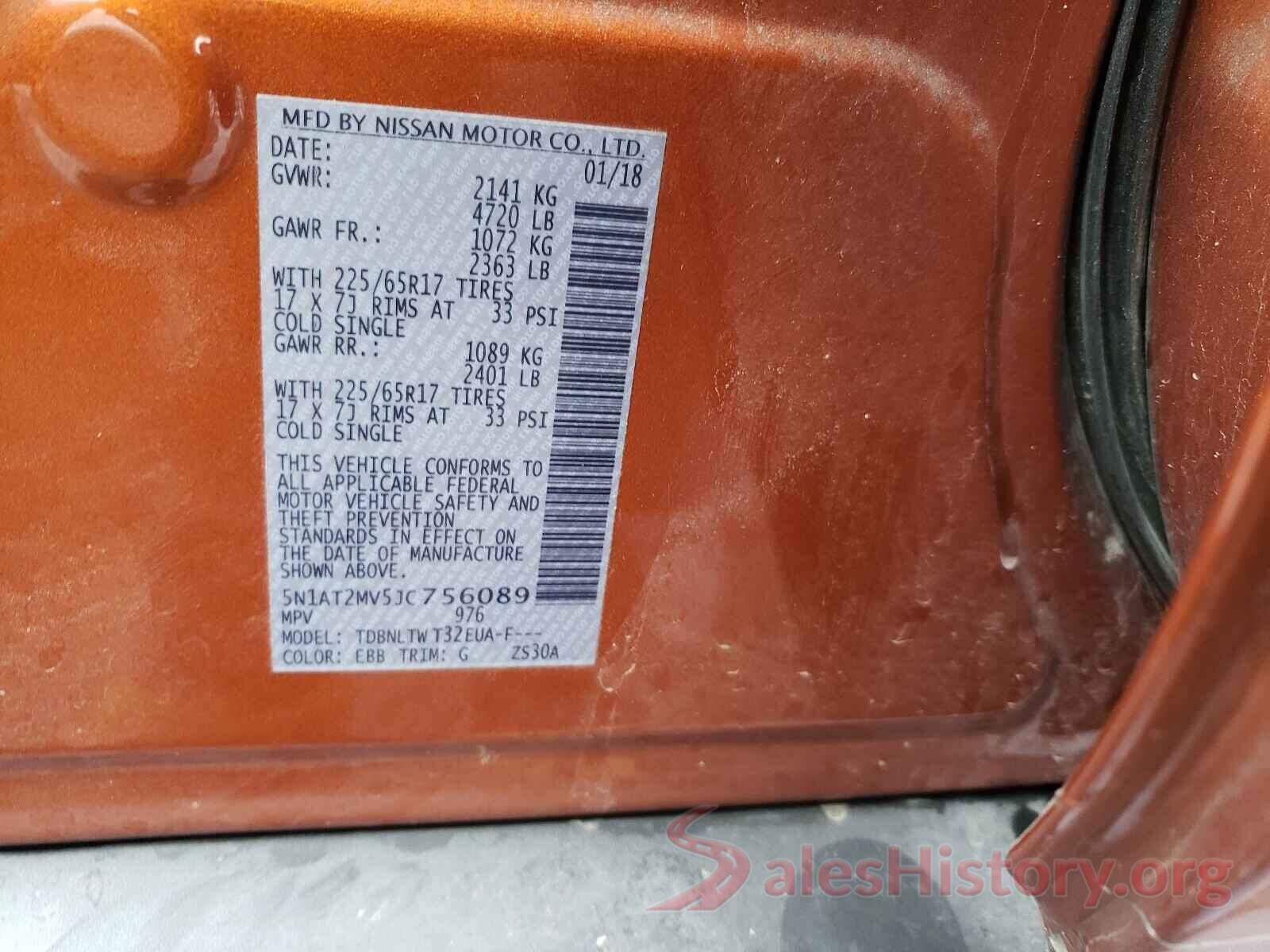 5N1AT2MV5JC756089 2018 NISSAN ROGUE