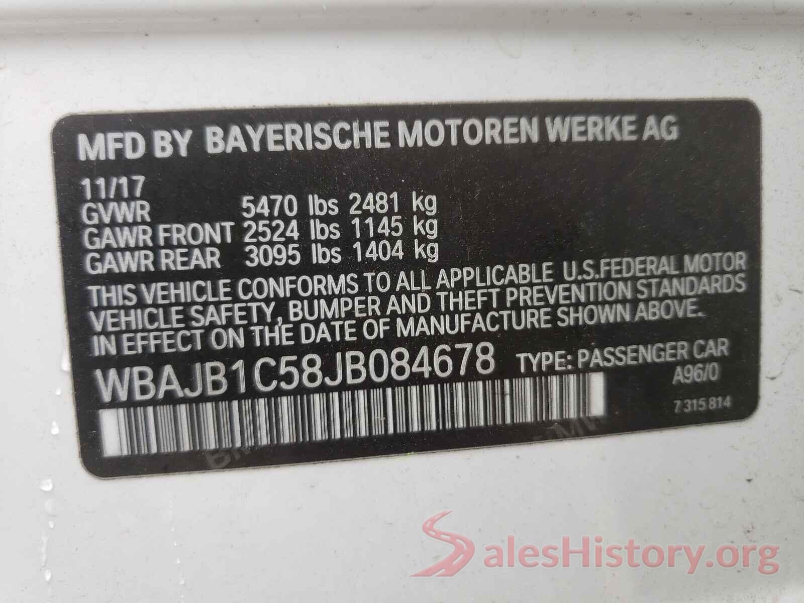 WBAJB1C58JB084678 2018 BMW 5 SERIES