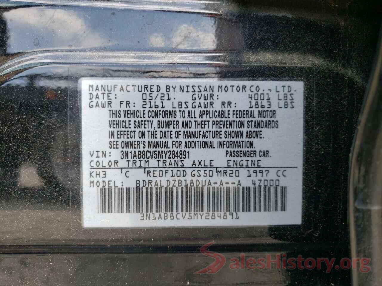 3N1AB8CV5MY284891 2021 NISSAN SENTRA