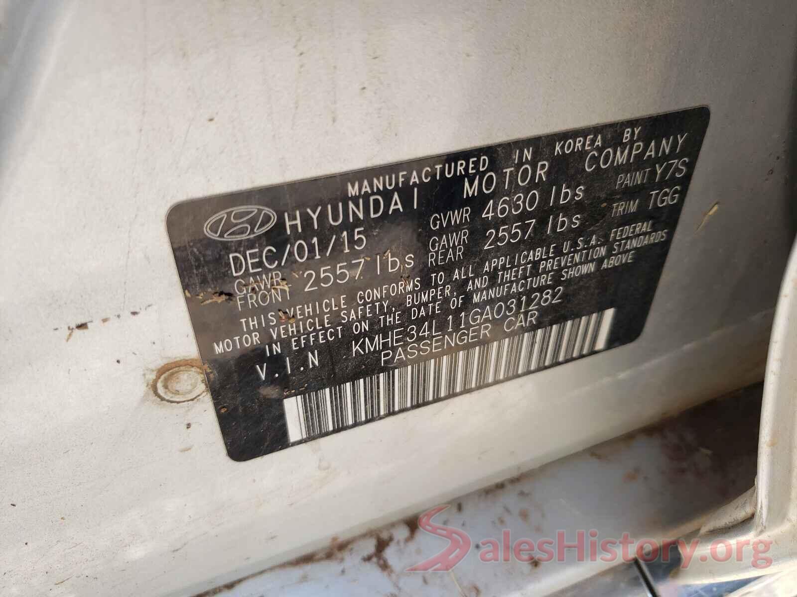 KMHE34L11GA031282 2016 HYUNDAI SONATA