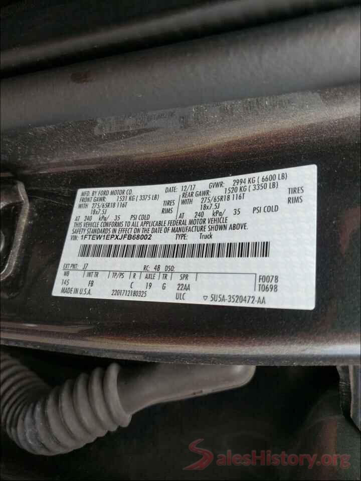 1FTEW1EPXJFB68002 2018 FORD F-150