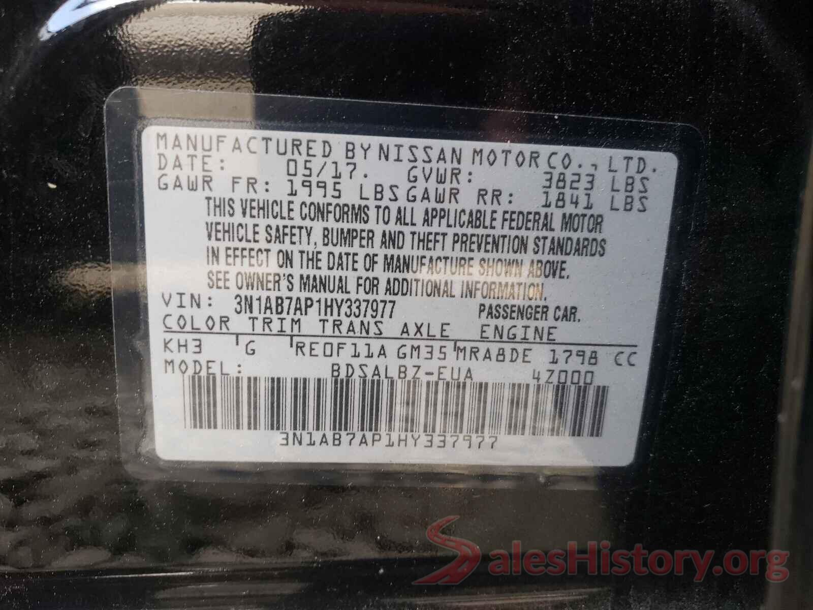 3N1AB7AP1HY337977 2017 NISSAN SENTRA