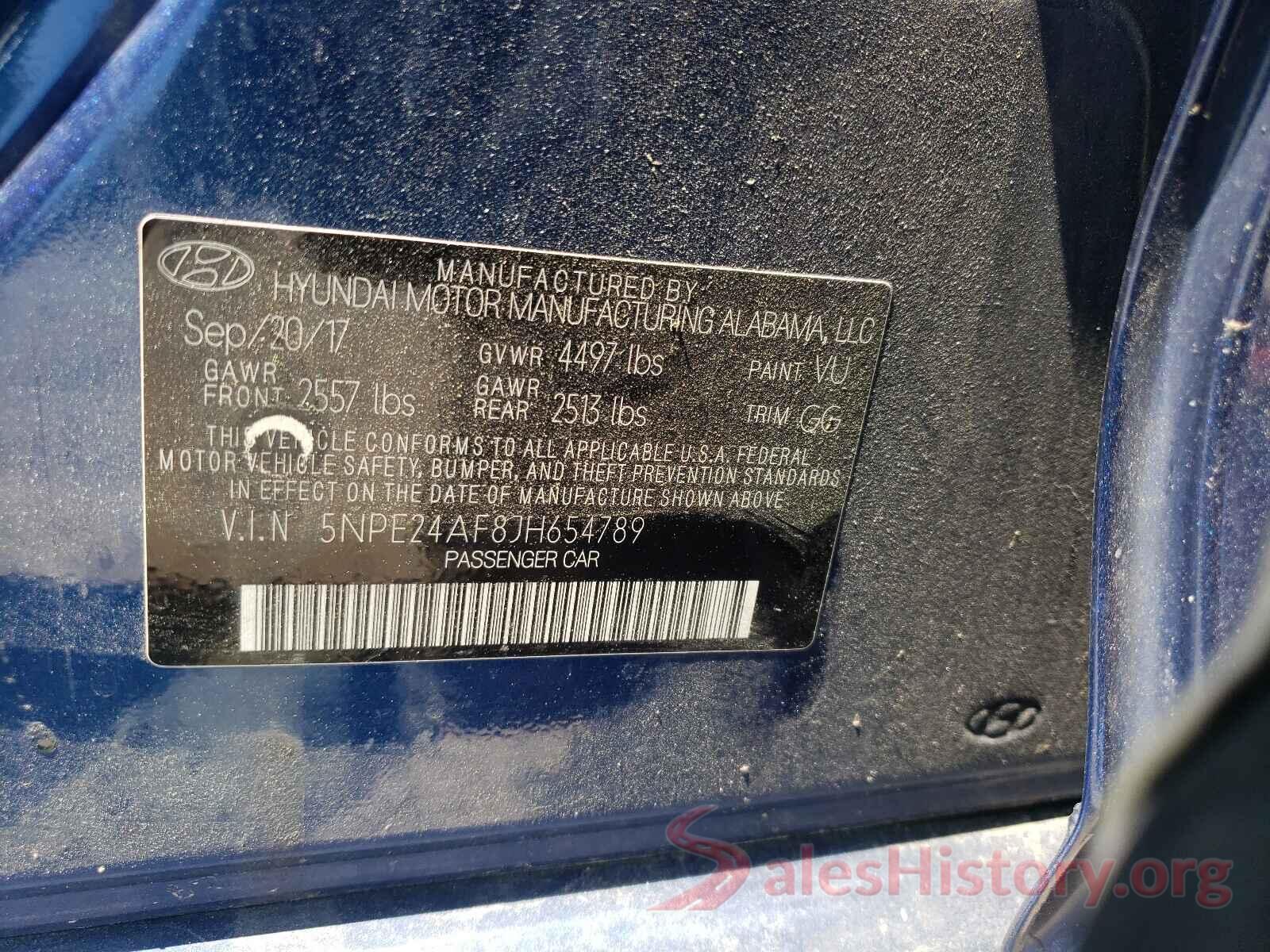 5NPE24AF8JH654789 2018 HYUNDAI SONATA