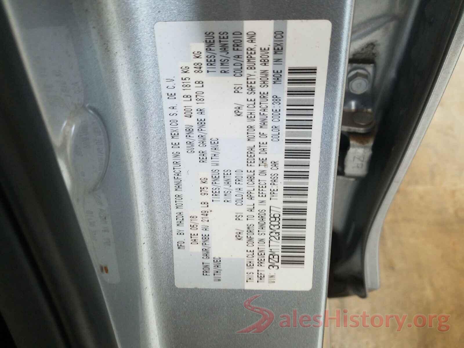 3MZBM1T72GM309677 2016 MAZDA 3