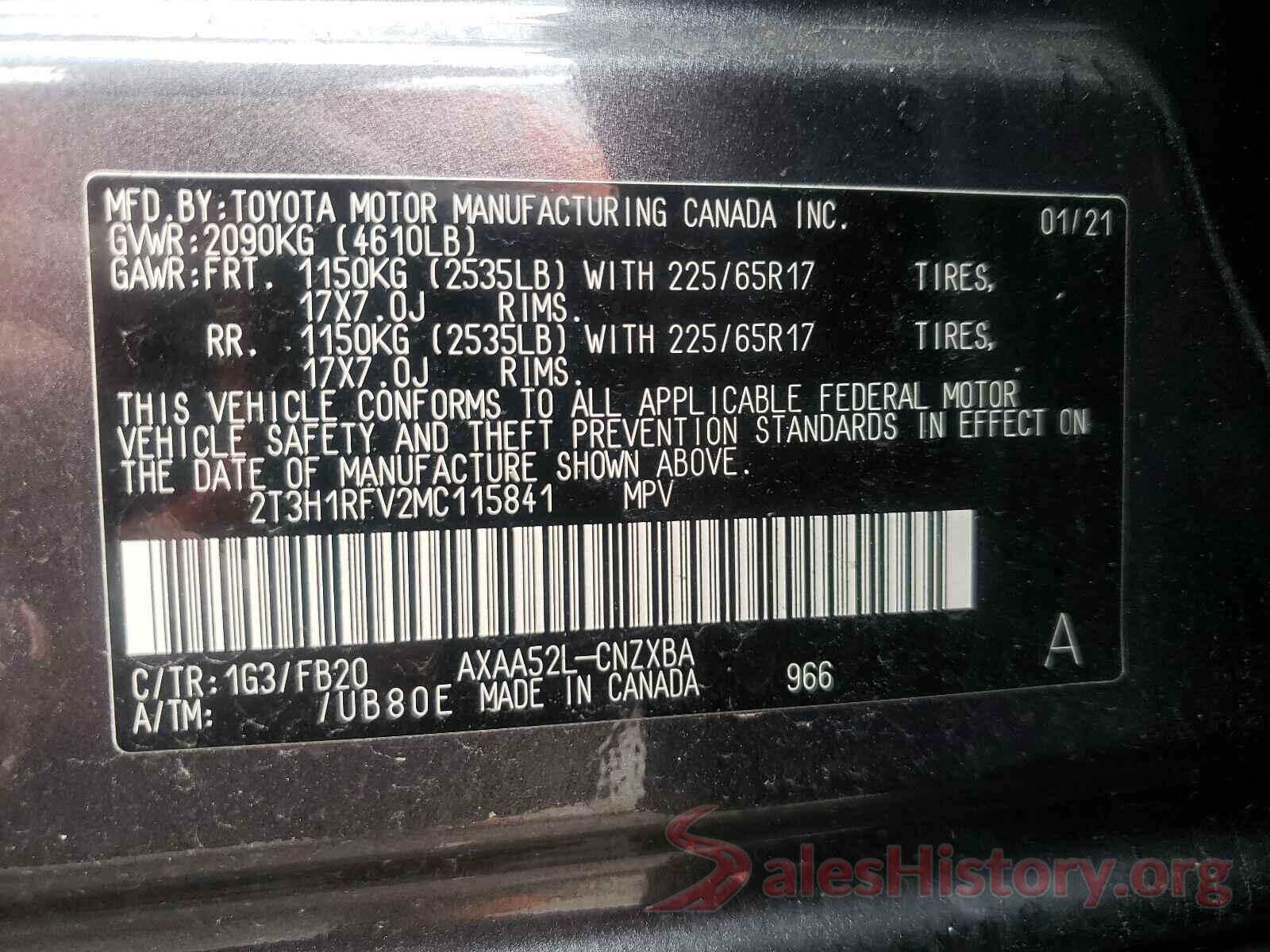 2T3H1RFV2MC115841 2021 TOYOTA RAV4