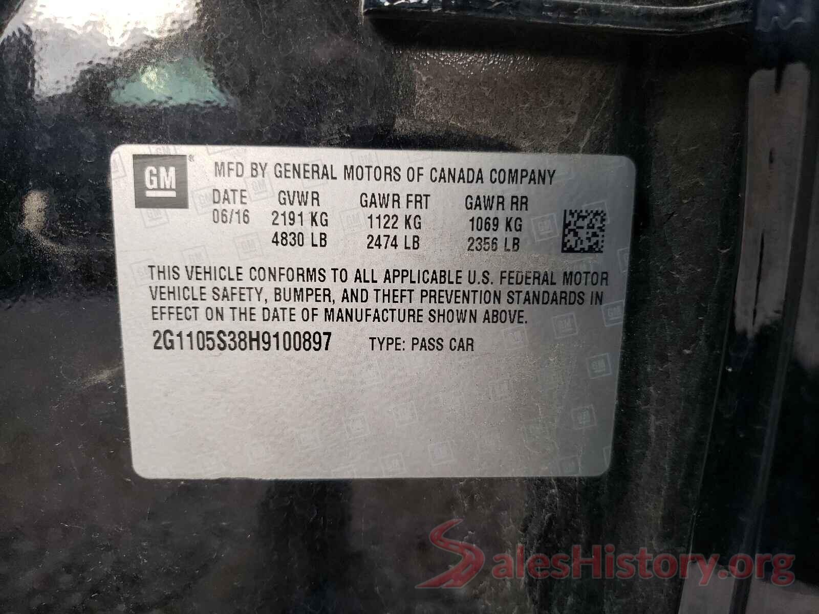 2G1105S38H9100897 2017 CHEVROLET IMPALA