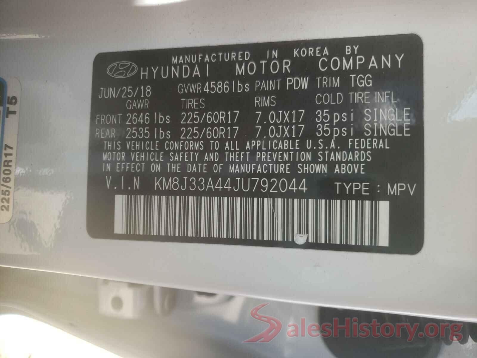 KM8J33A44JU792044 2018 HYUNDAI TUCSON