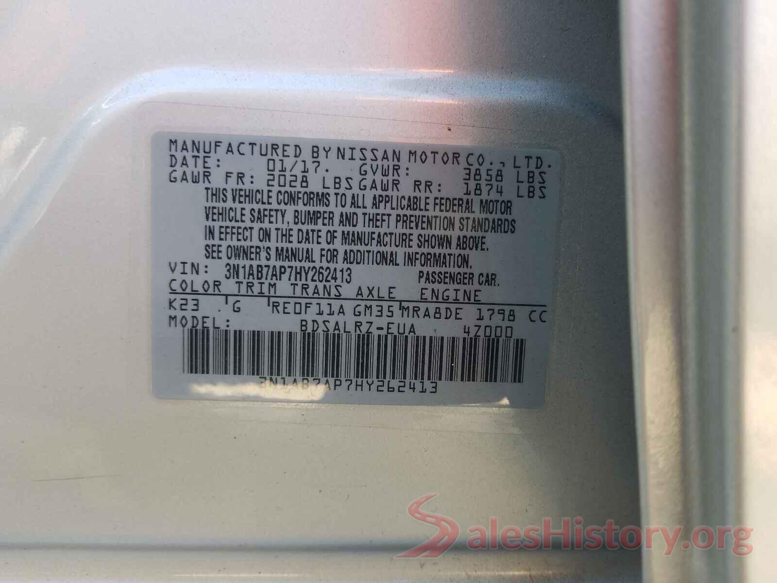 3N1AB7AP7HY262413 2017 NISSAN SENTRA