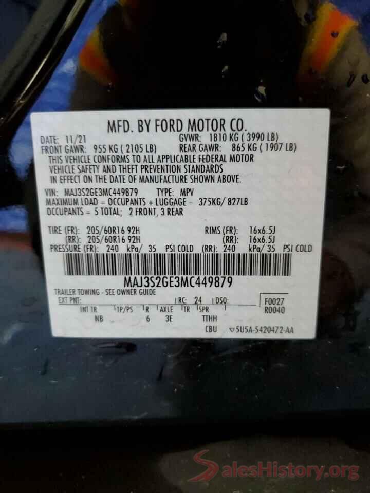 MAJ3S2GE3MC449879 2021 FORD ECOSPORT