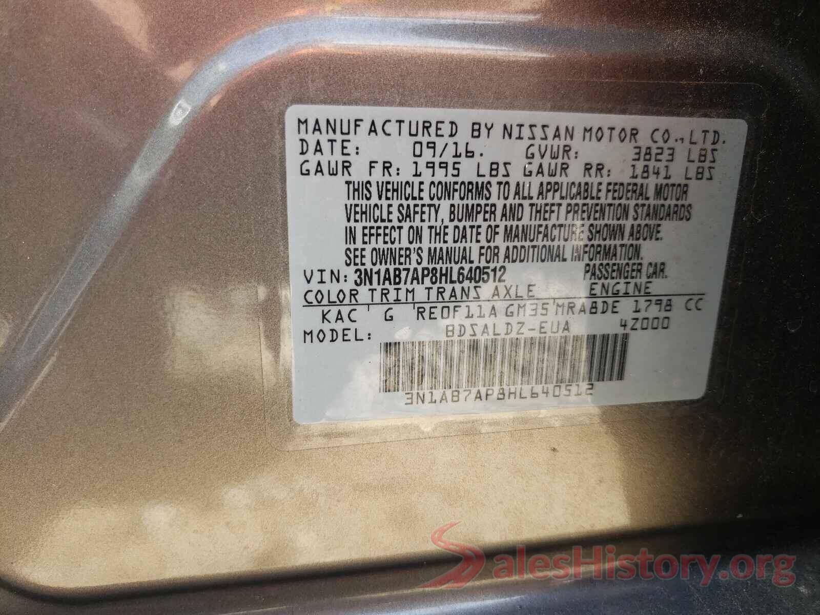 3N1AB7AP8HL640512 2017 NISSAN SENTRA