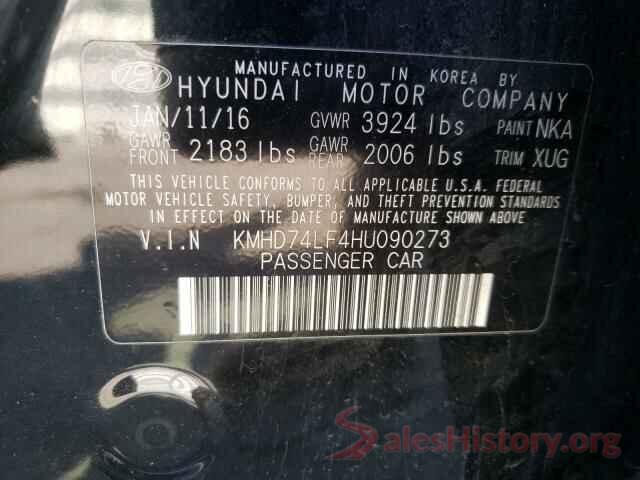 KMHD74LF4HU090273 2017 HYUNDAI ELANTRA