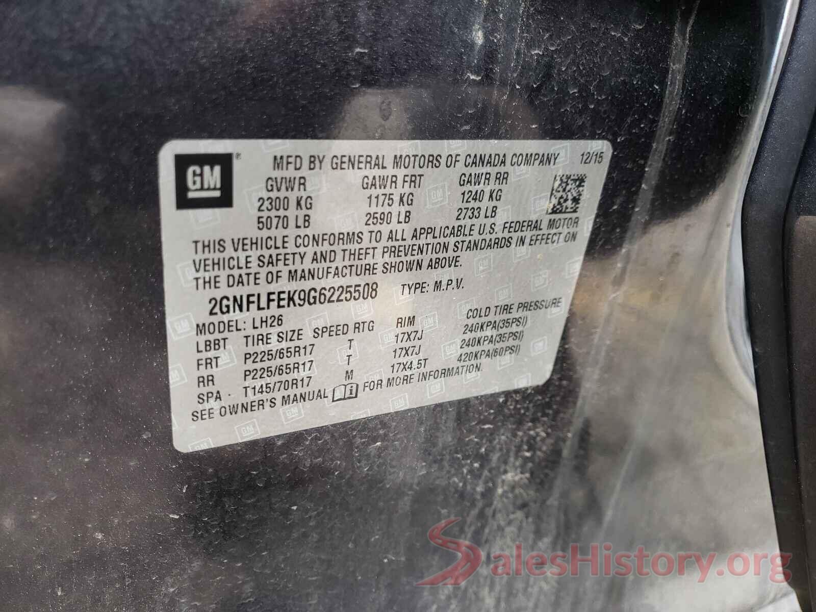 2GNFLFEK9G6225508 2016 CHEVROLET EQUINOX