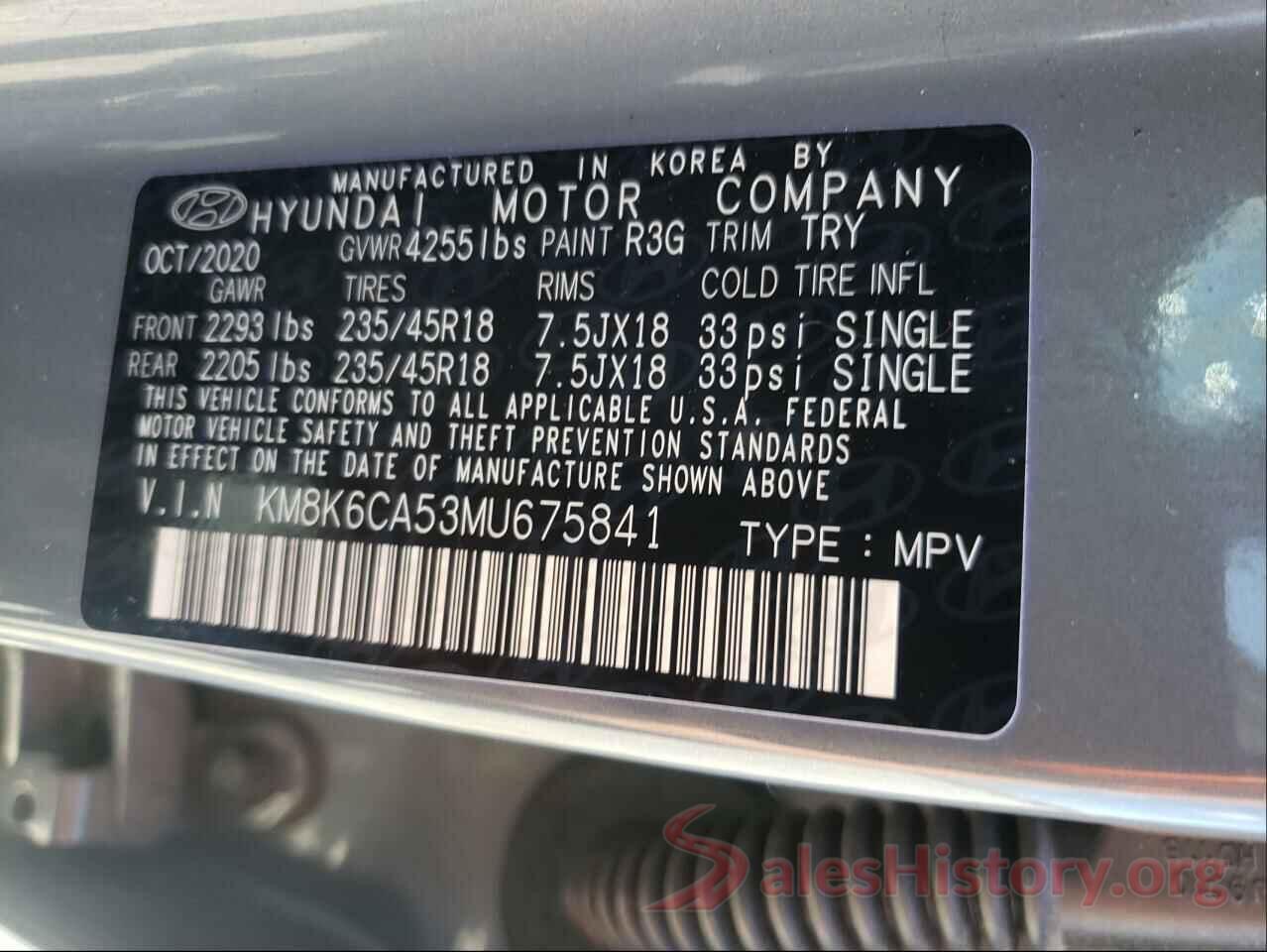 KM8K6CA53MU675841 2021 HYUNDAI KONA