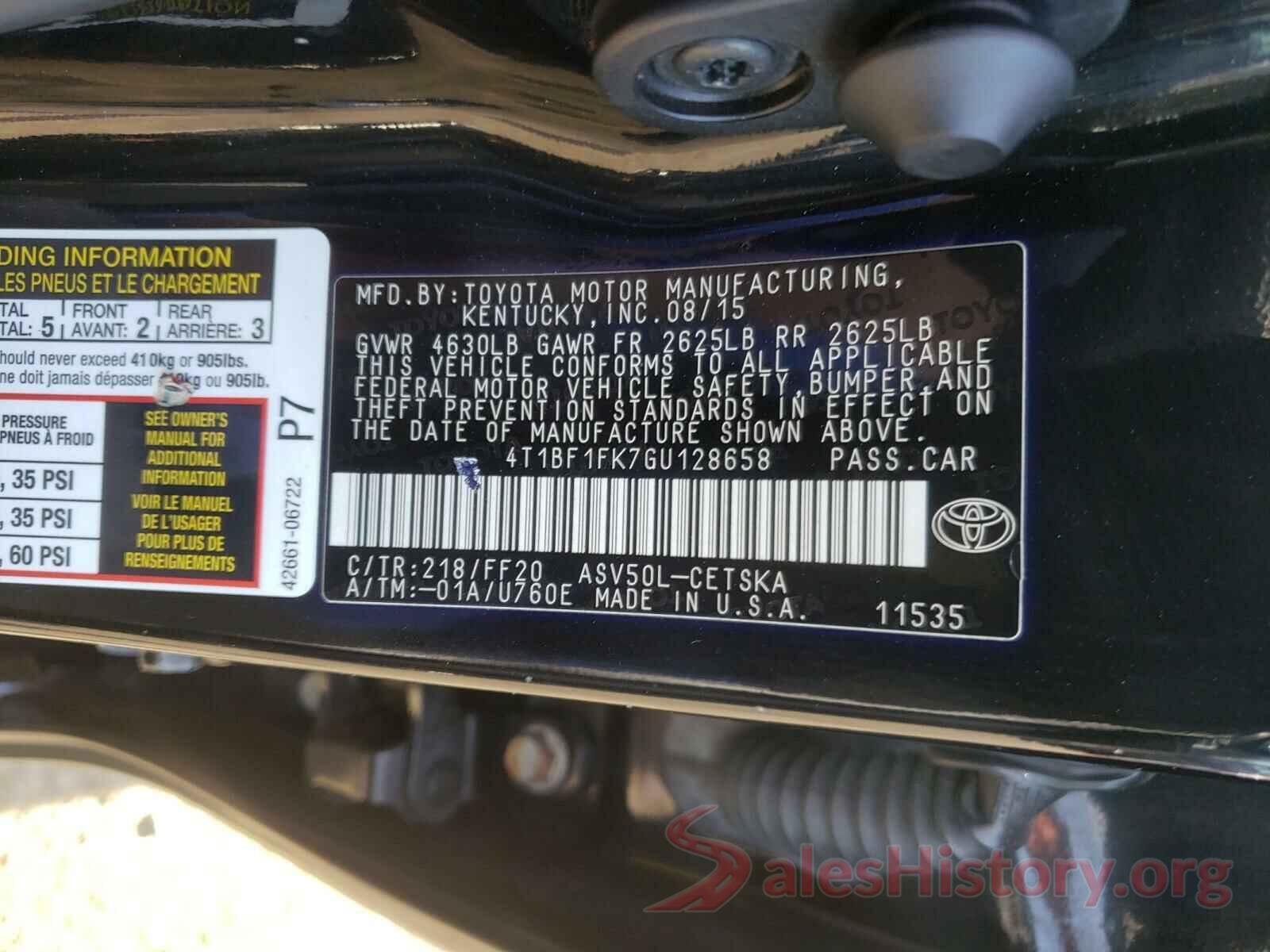 4T1BF1FK7GU128658 2016 TOYOTA CAMRY