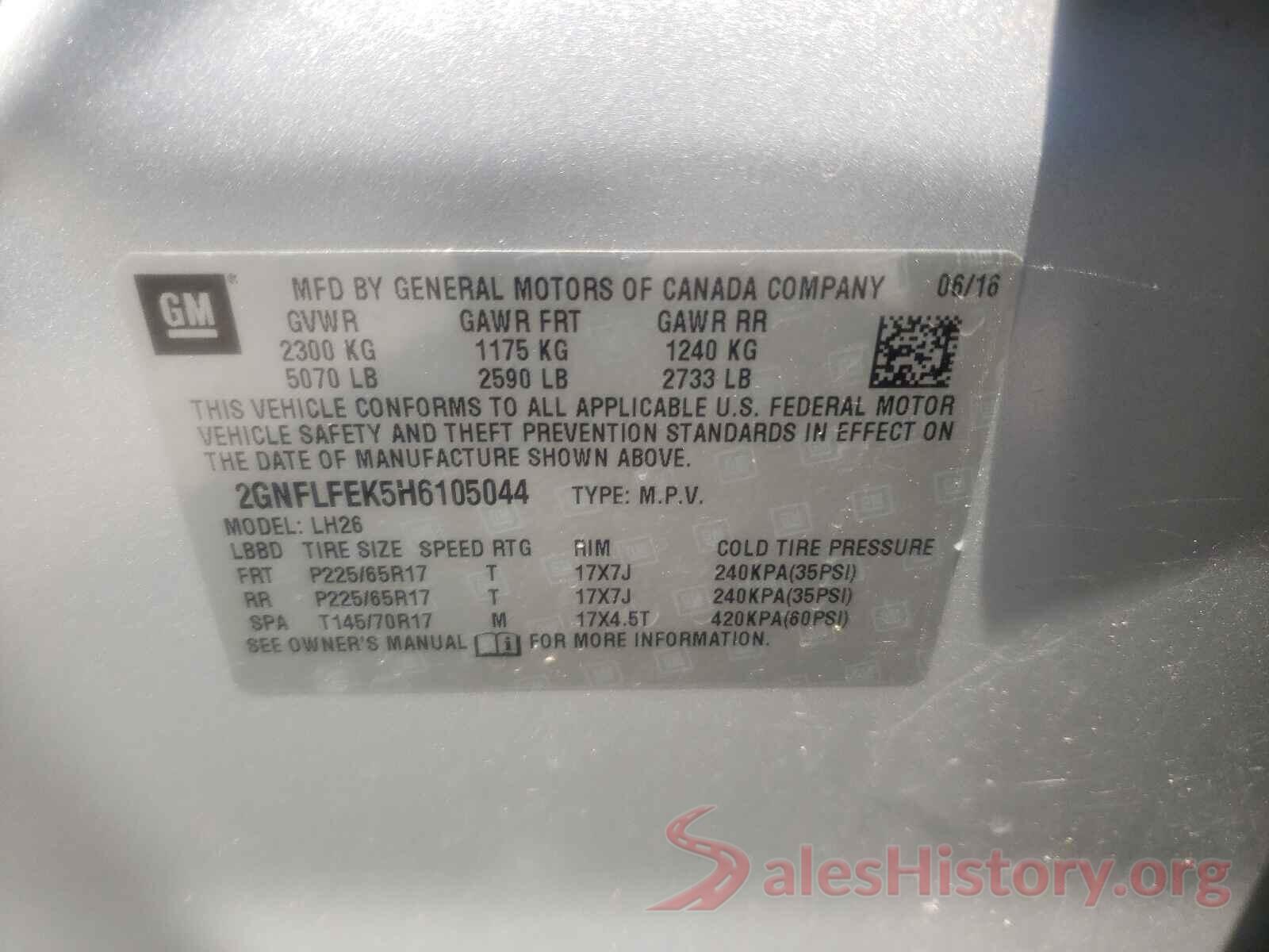 2GNFLFEK5H6105044 2017 CHEVROLET EQUINOX