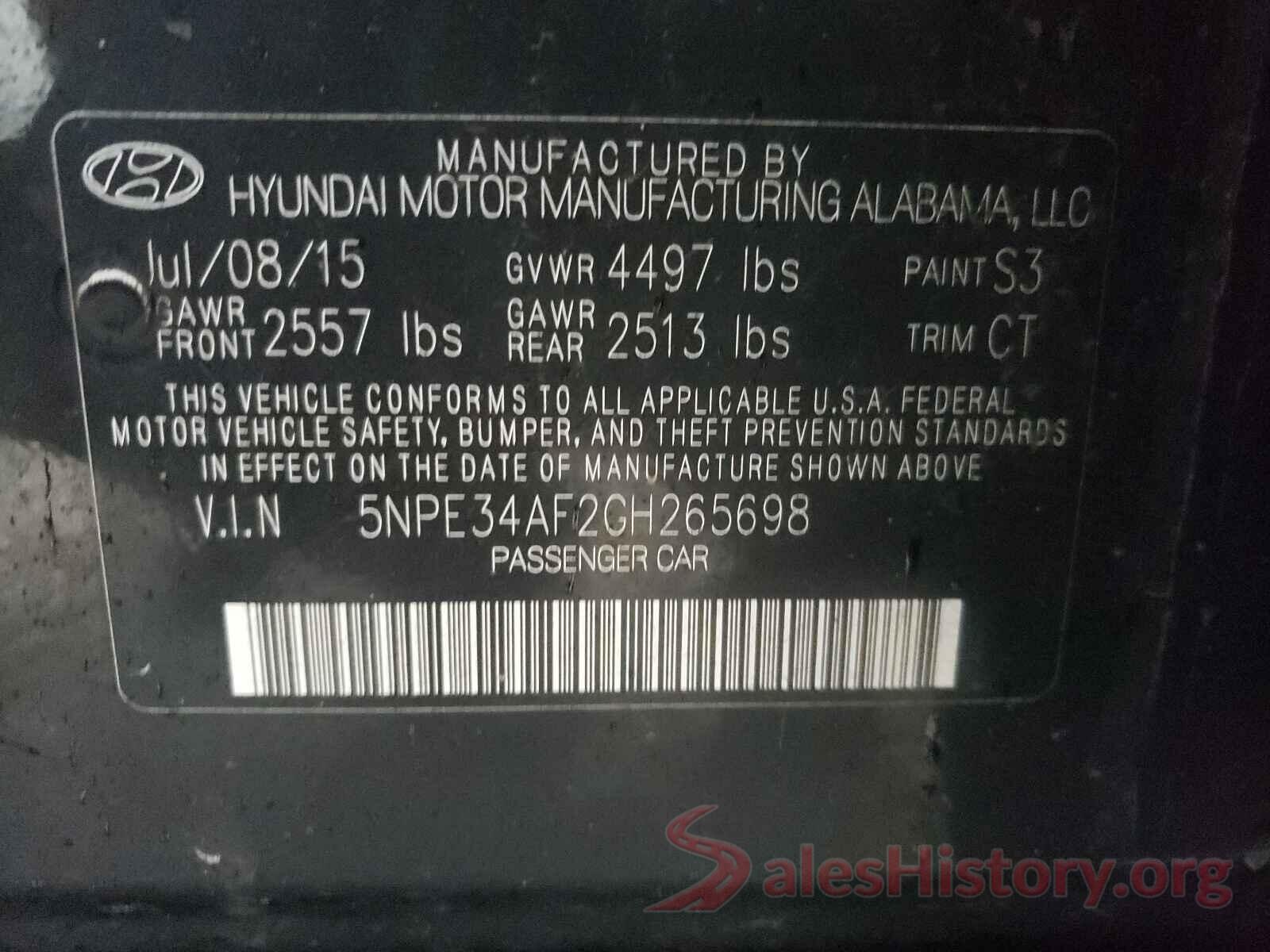 5NPE34AF2GH265698 2016 HYUNDAI SONATA