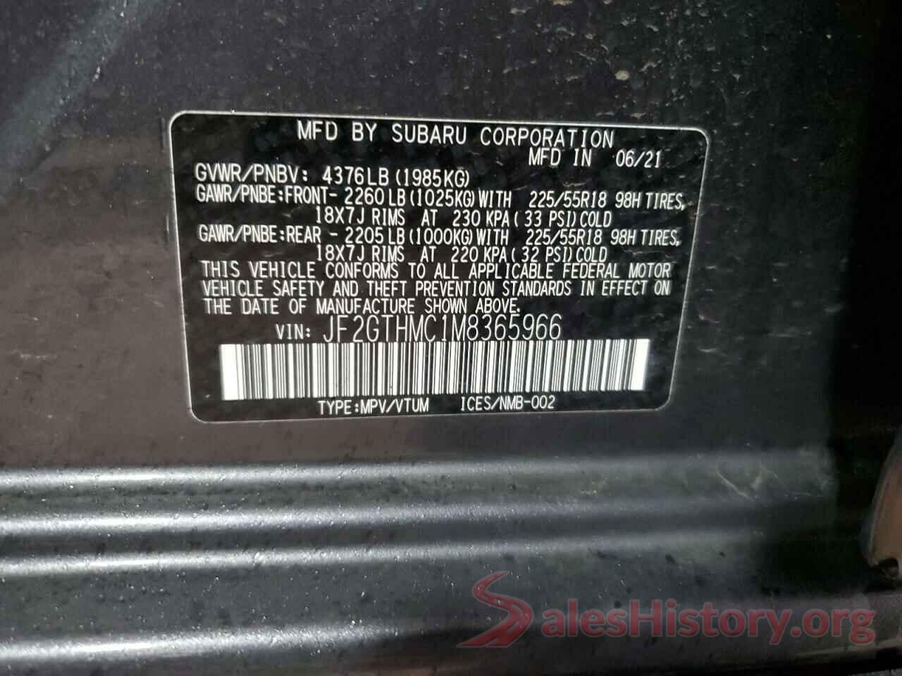 JF2GTHMC1M8365966 2021 SUBARU CROSSTREK