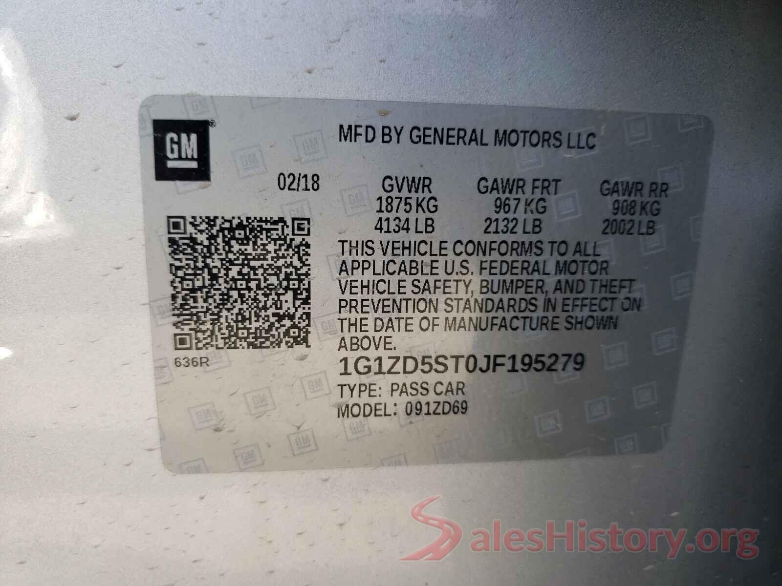 1G1ZD5ST0JF195279 2018 CHEVROLET MALIBU