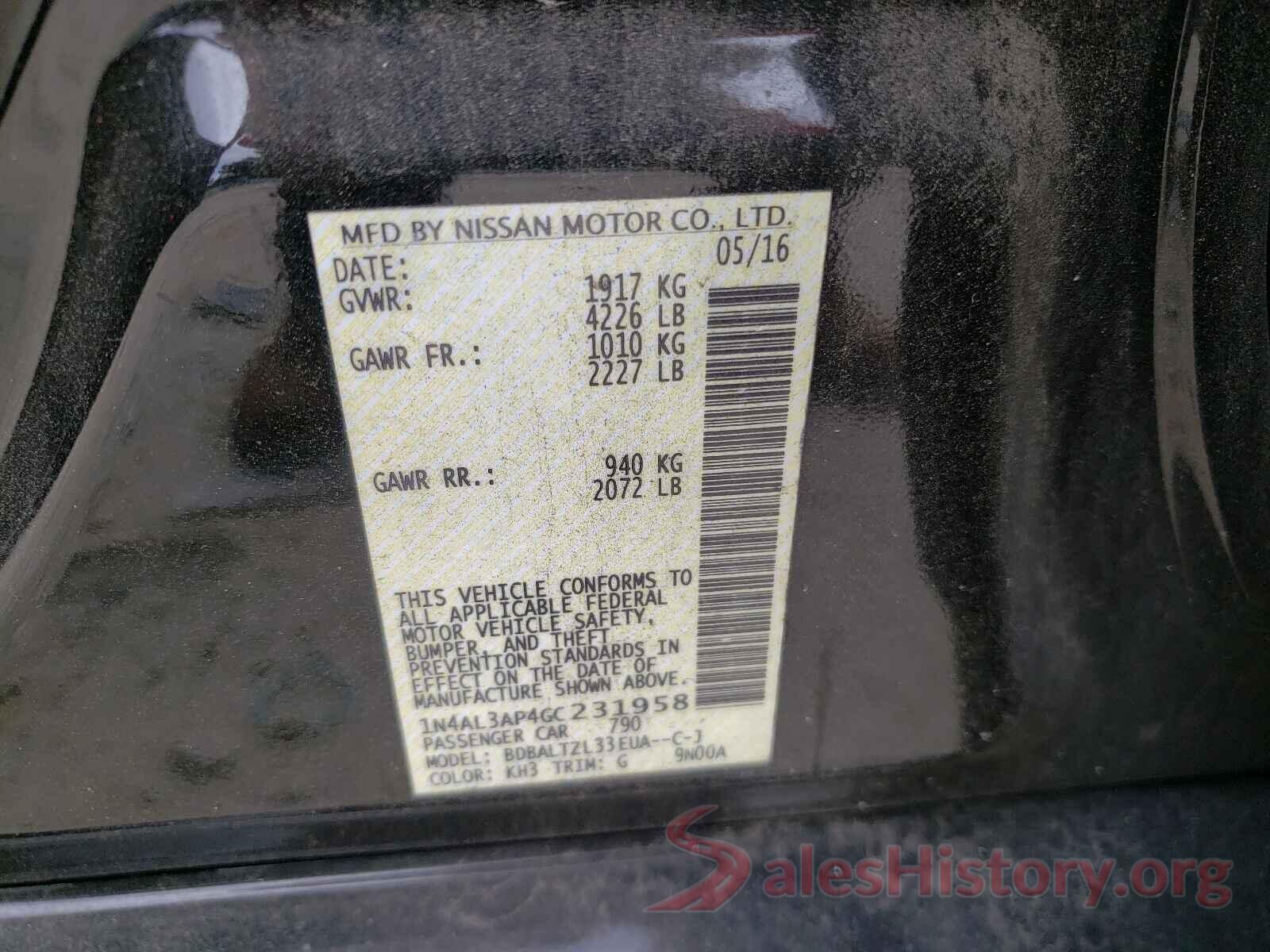 1N4AL3AP4GC231958 2016 NISSAN ALTIMA