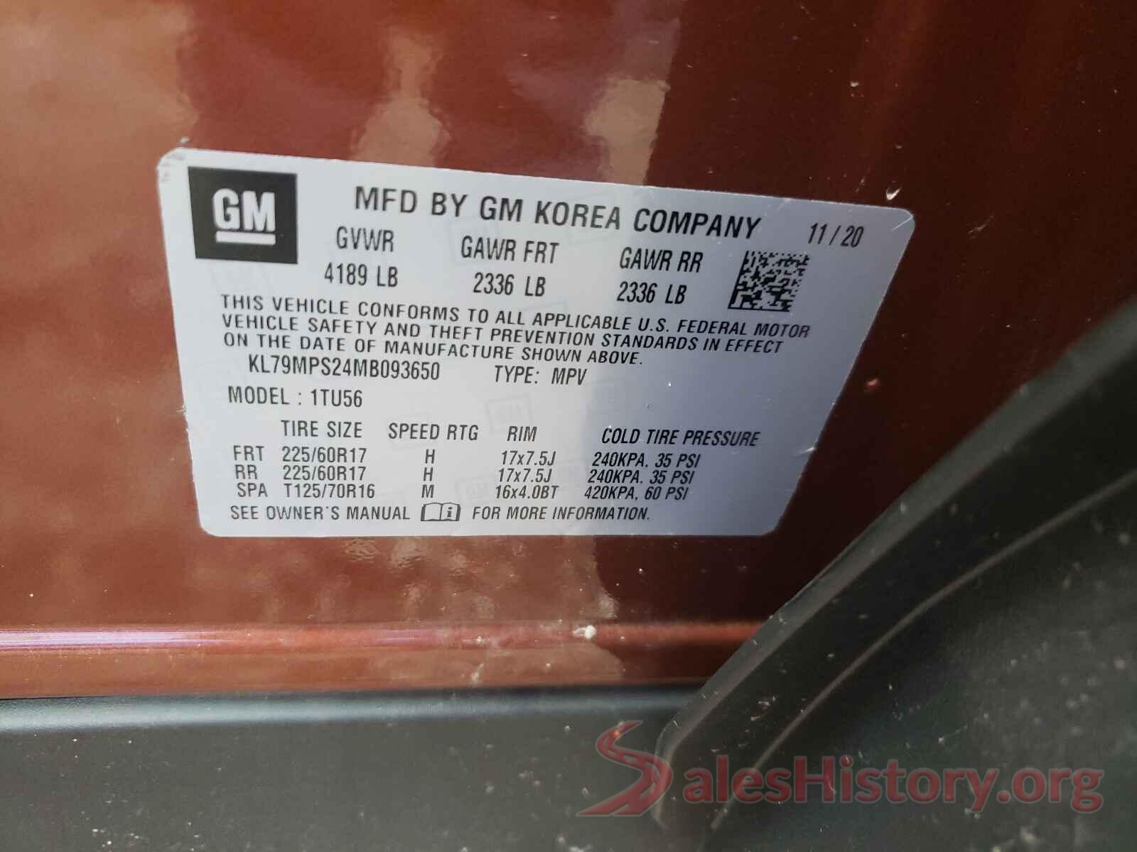 KL79MPS24MB093650 2021 CHEVROLET TRAILBLAZE