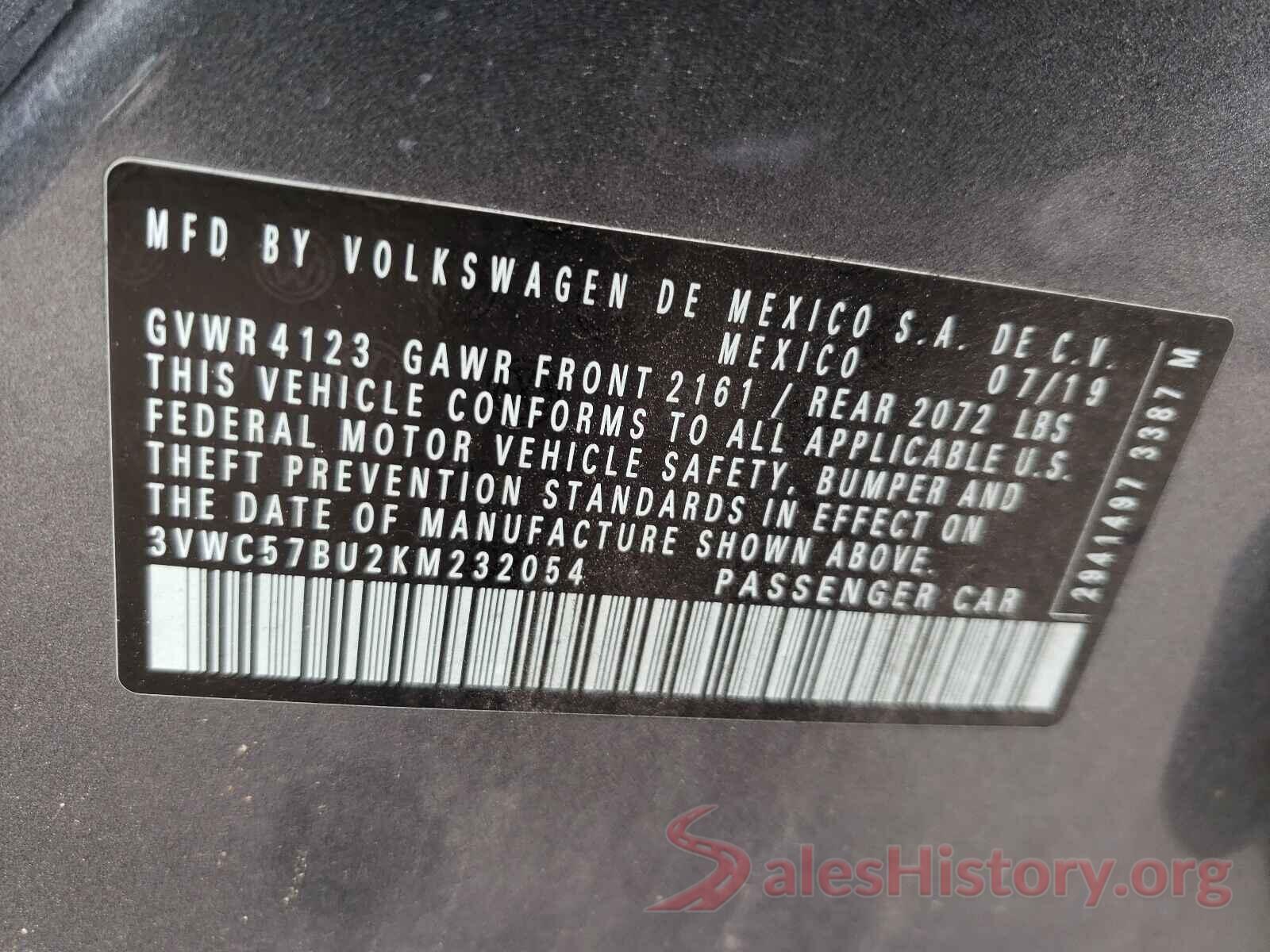 3VWC57BU2KM232054 2019 VOLKSWAGEN JETTA