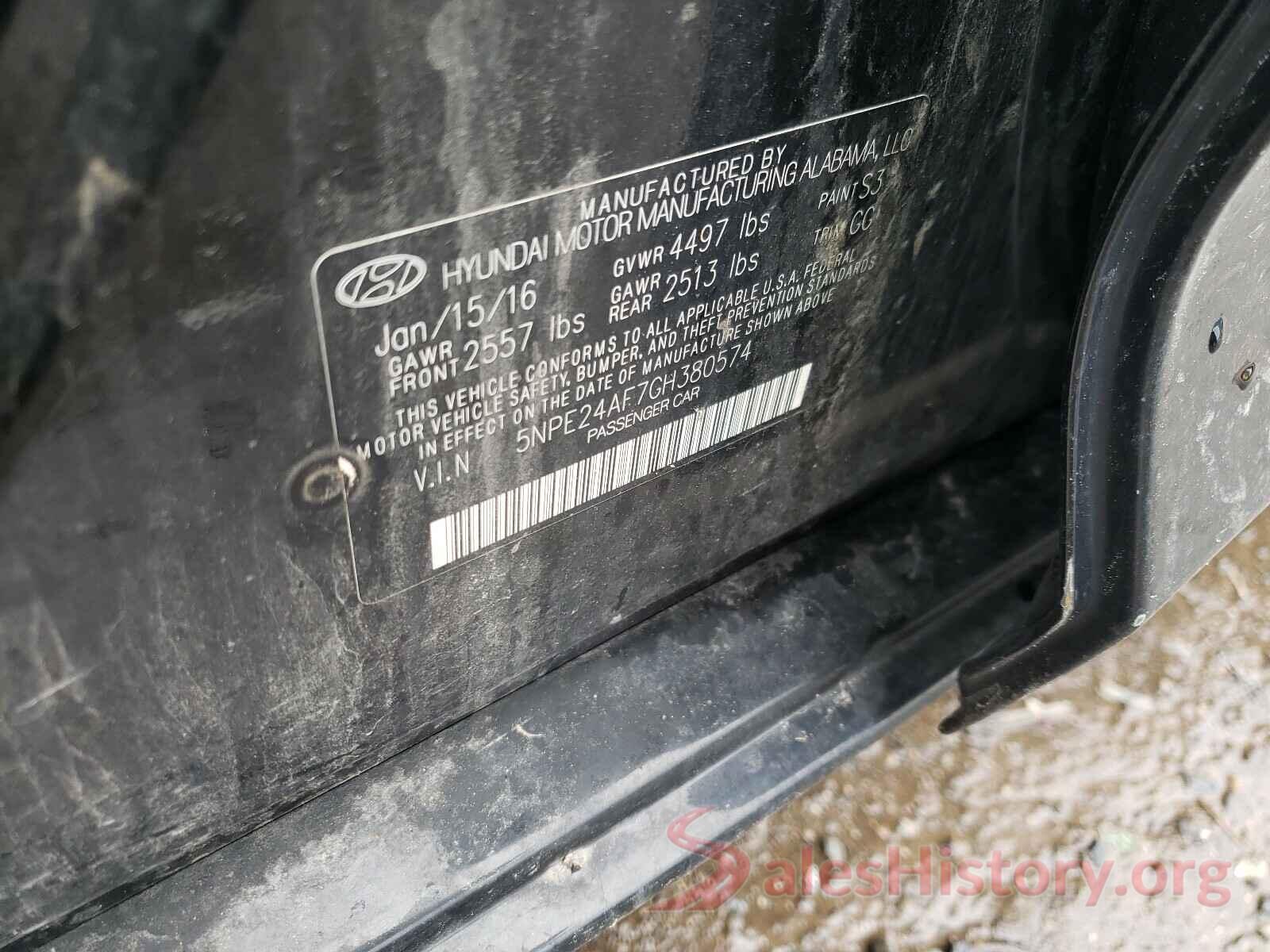 5NPE24AF7GH380574 2016 HYUNDAI SONATA