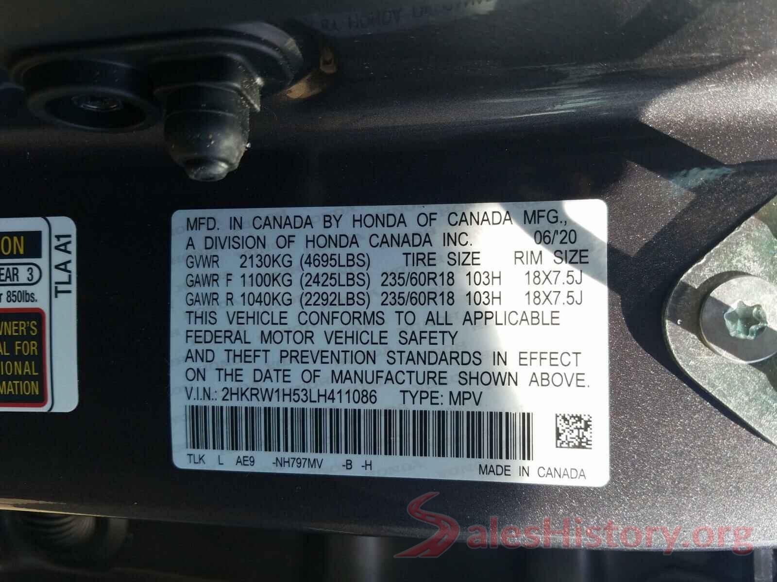 2HKRW1H53LH411086 2020 HONDA CRV