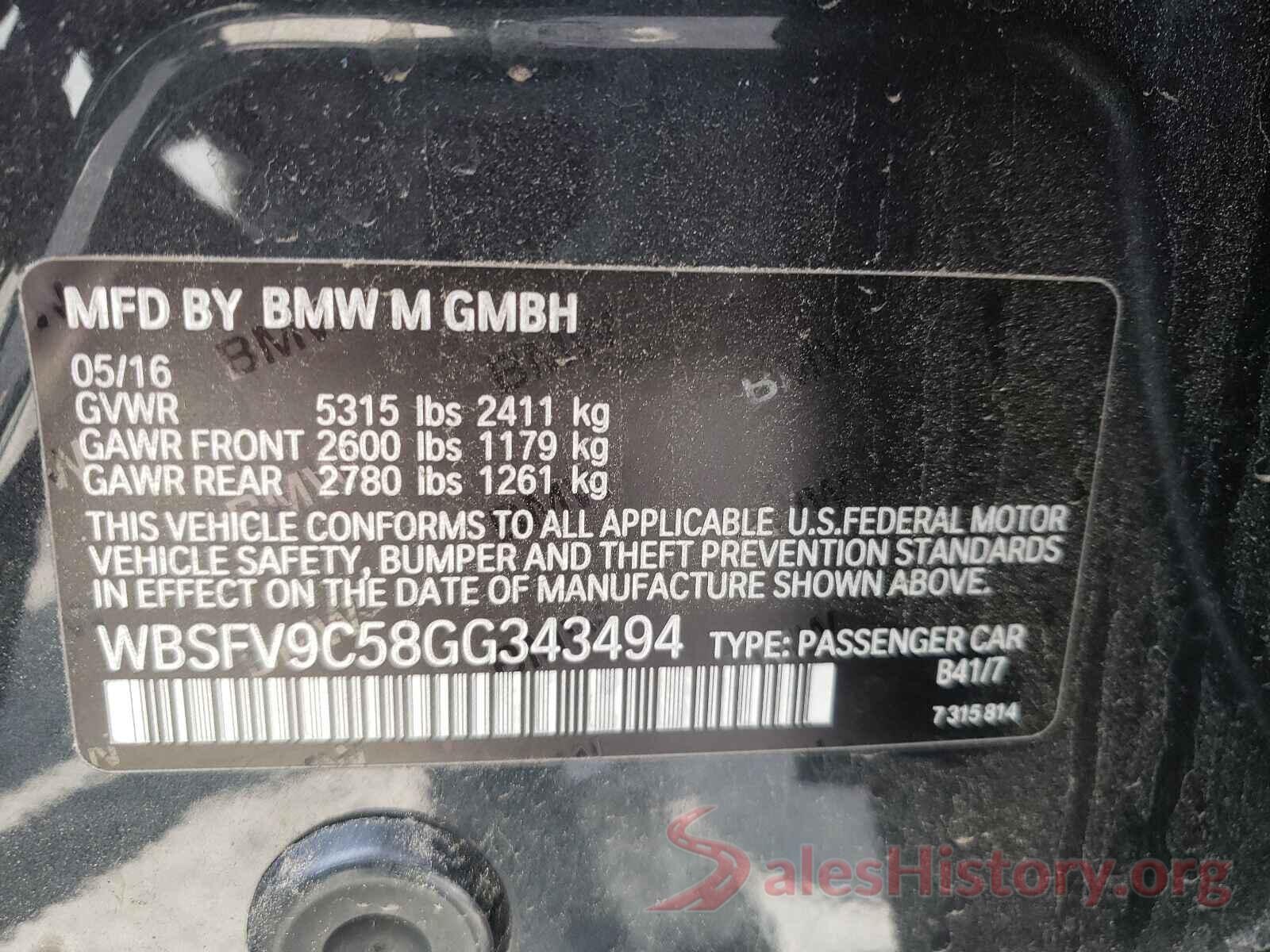 WBSFV9C58GG343494 2016 BMW M5