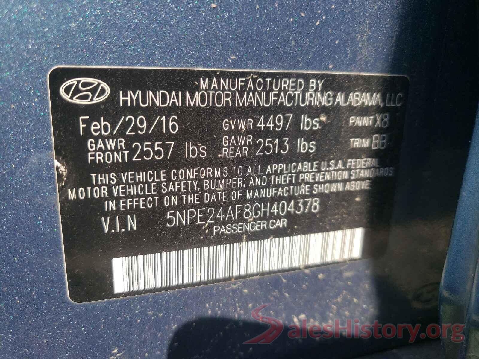 5NPE24AF8GH404378 2016 HYUNDAI SONATA