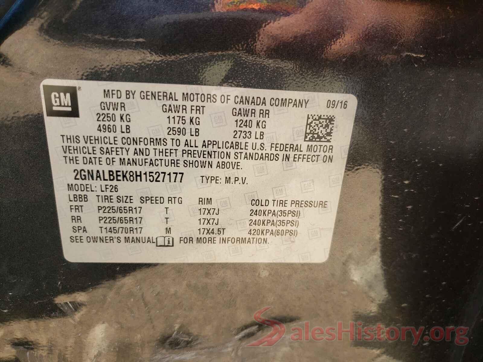 2GNALBEK8H1527177 2017 CHEVROLET EQUINOX