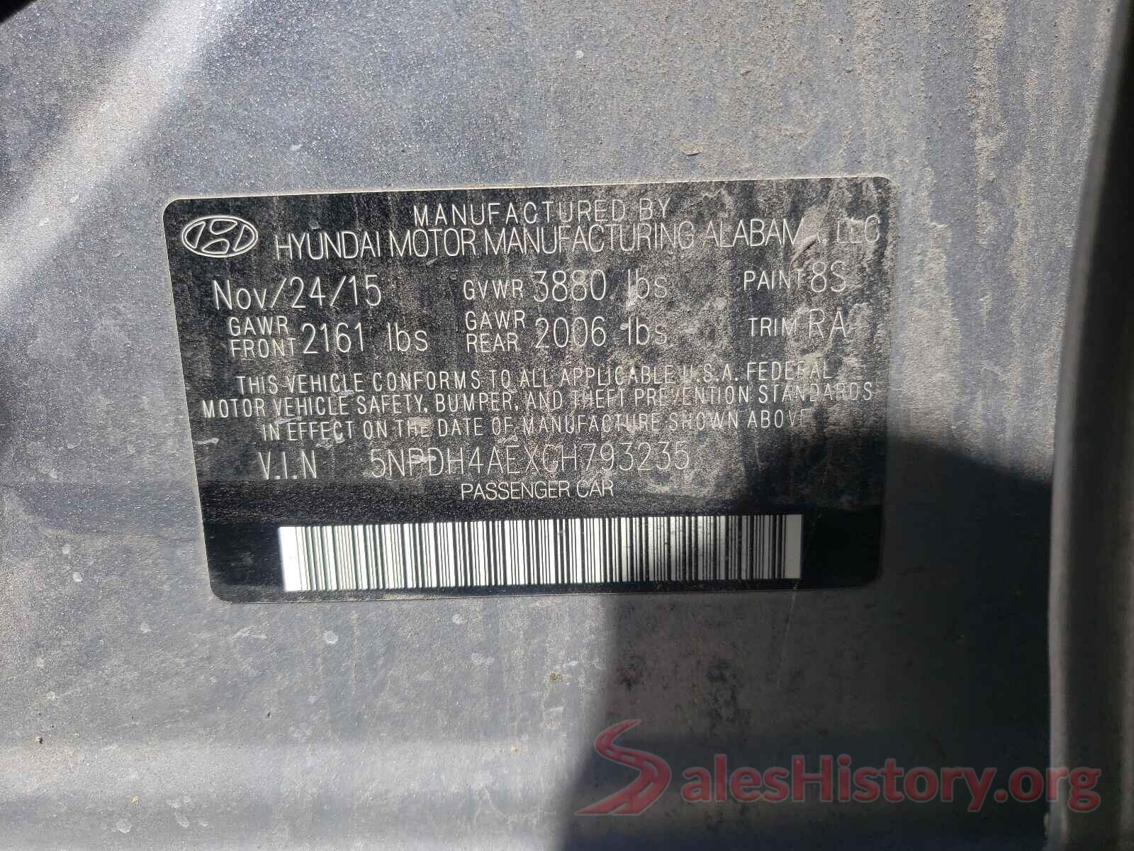 5NPDH4AEXGH793235 2016 HYUNDAI ELANTRA