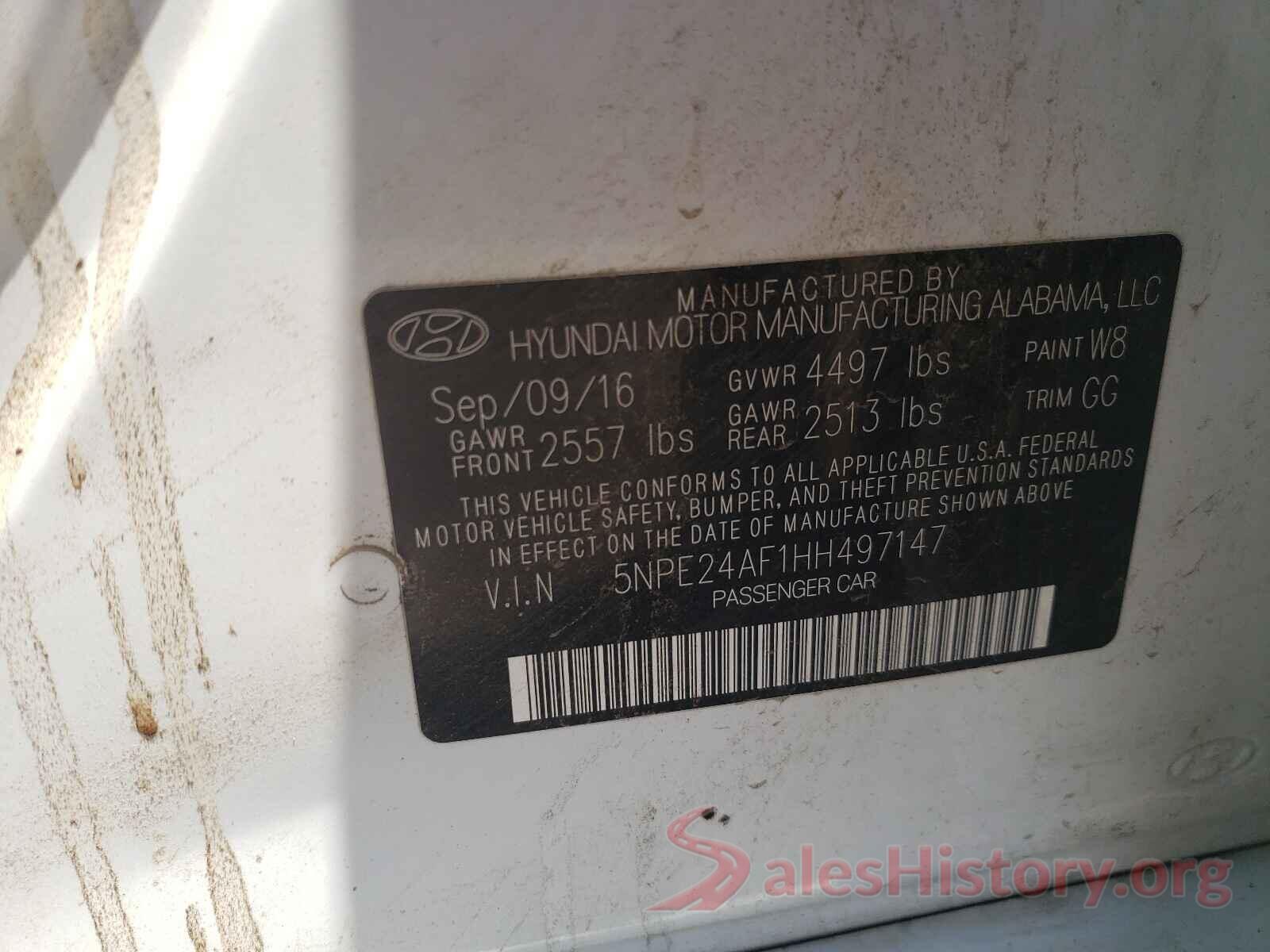 5NPE24AF1HH497147 2017 HYUNDAI SONATA