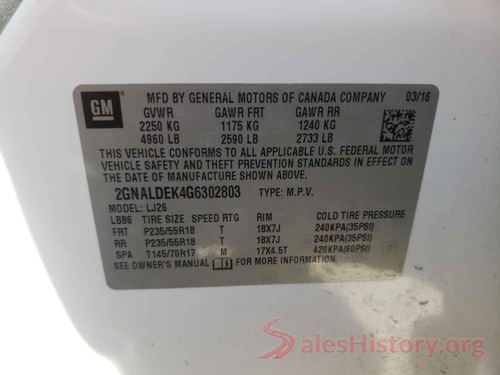 2GNALDEK4G6302803 2016 CHEVROLET EQUINOX