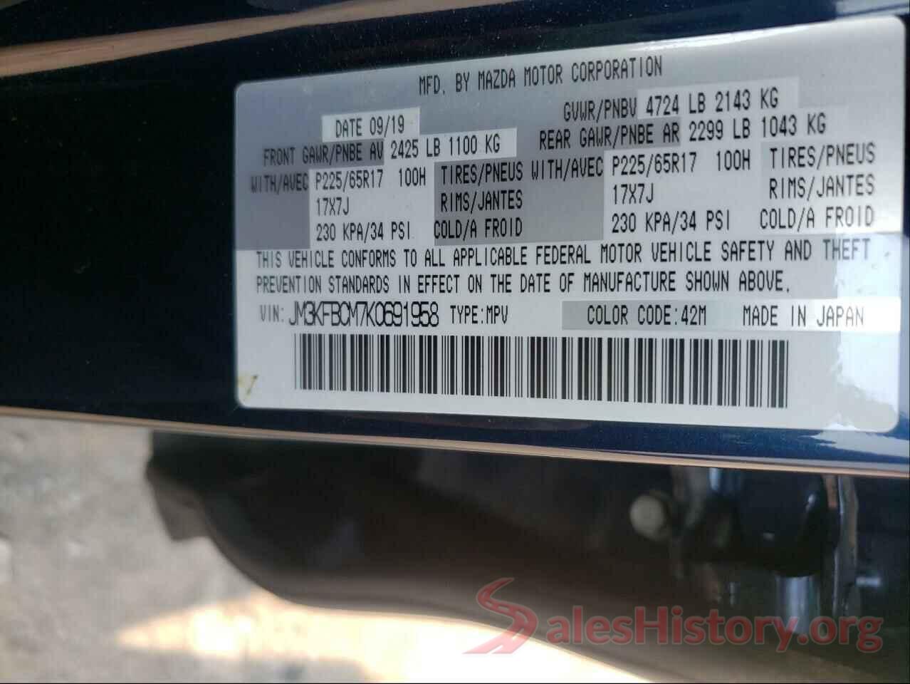 JM3KFBCM7K0691958 2019 MAZDA CX-5