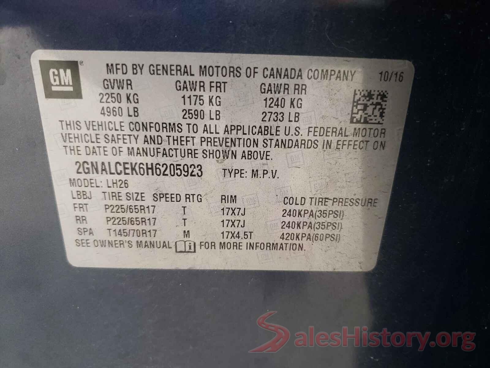 2GNALCEK6H6205923 2017 CHEVROLET EQUINOX