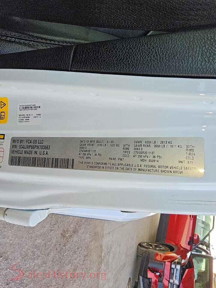 2023 JEEP WRANGLER VIN 1C4JJXP66PW703663, trunk area