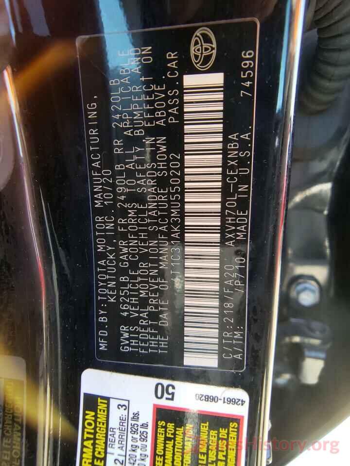 4T1C31AK3MU550202 2021 TOYOTA CAMRY