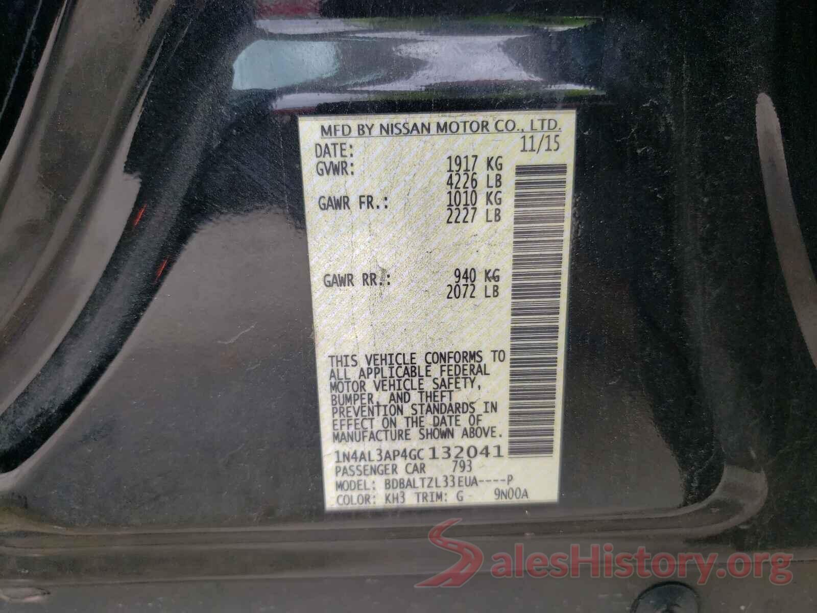 1N4AL3AP4GC132041 2016 NISSAN ALTIMA