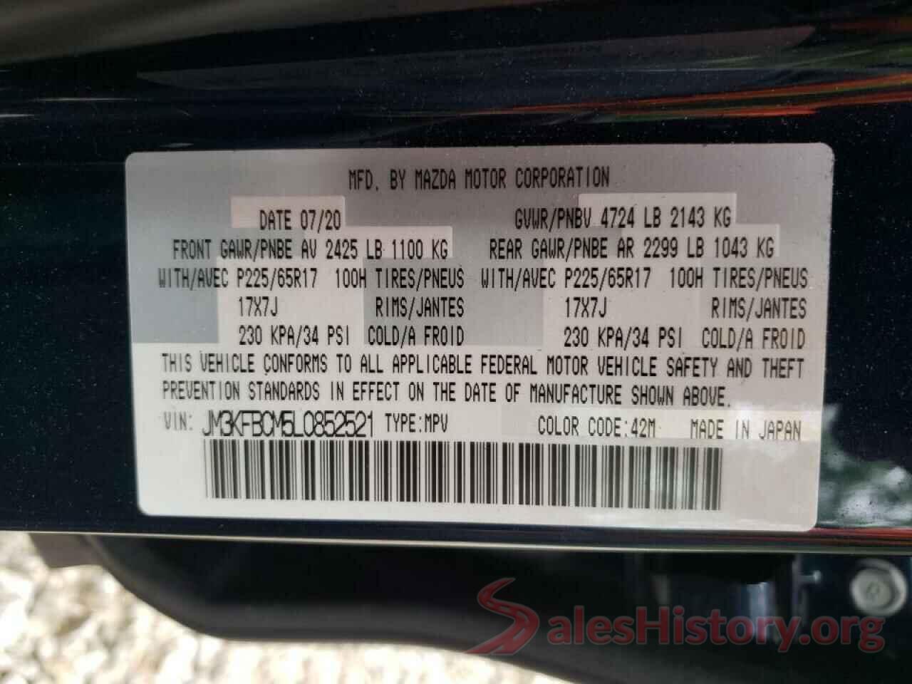 JM3KFBCM5L0852521 2020 MAZDA CX-5