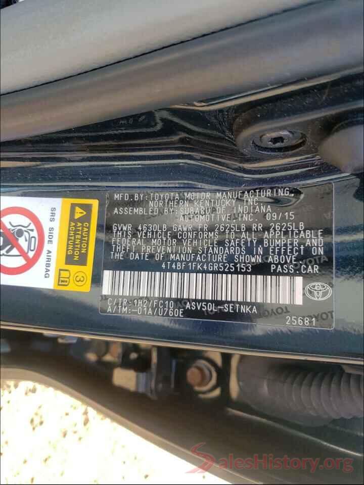 4T4BF1FK4GR525153 2016 TOYOTA CAMRY